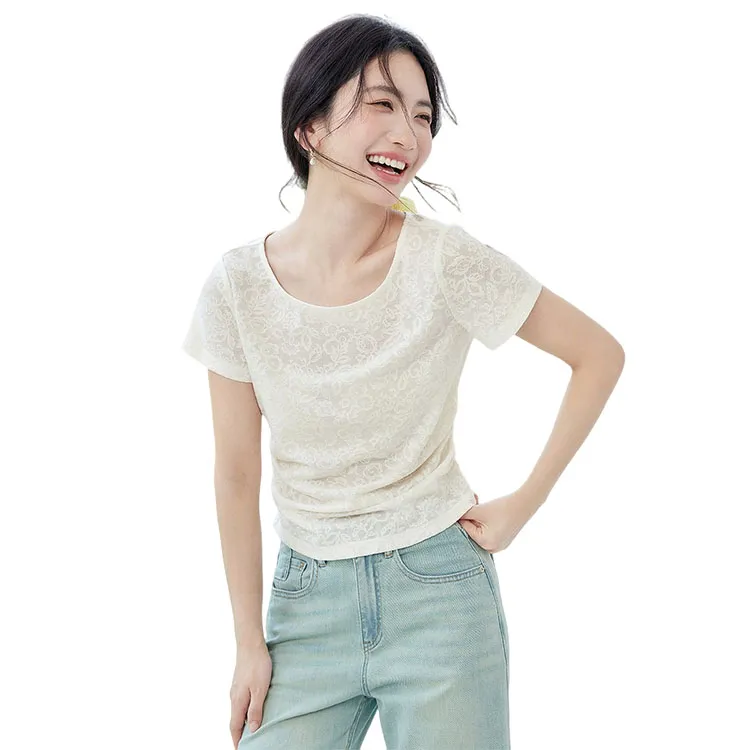 HDFULERN T Shirts Women's Ecru-4