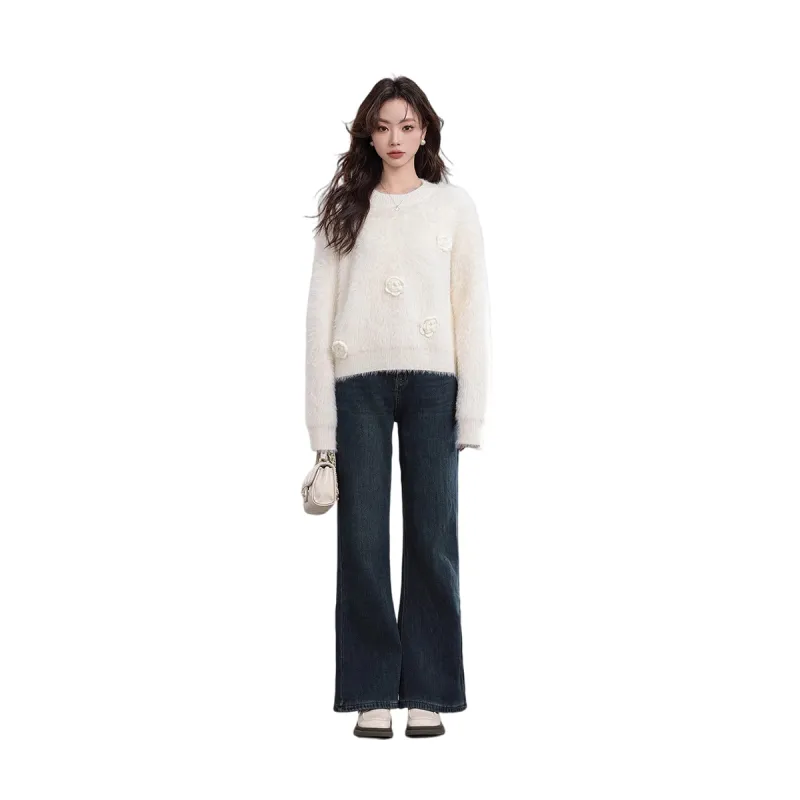 HDFULERN Jeans Women's Vintage Blue-2