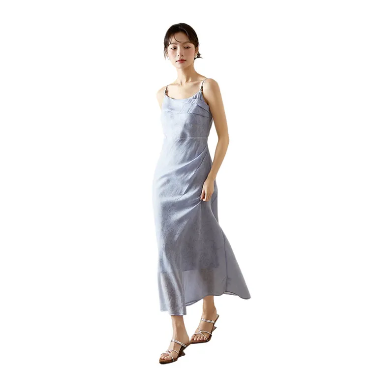 HDFULERN Slip Dresses Women's Blue-4