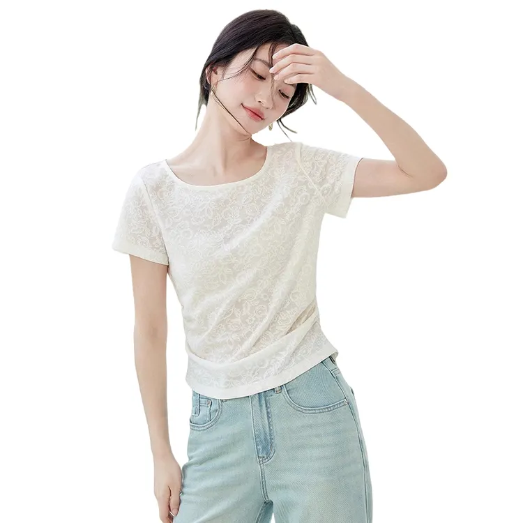 HDFULERN T Shirts Women's Ecru-2