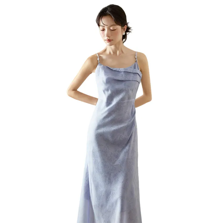 HDFULERN Slip Dresses Women's Blue-3