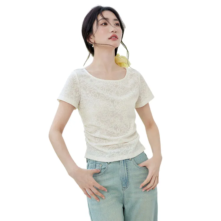 HDFULERN T Shirts Women's Ecru-2