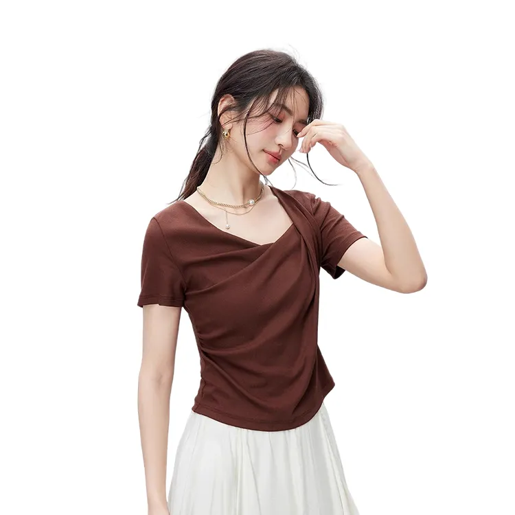 HDFULERN T Shirts Women's Burgundy-3
