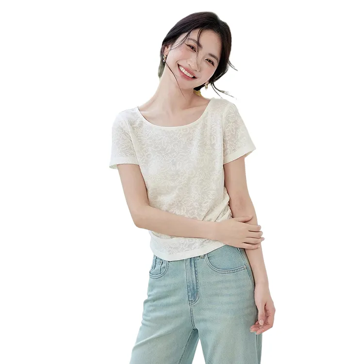 HDFULERN T Shirts Women's Ecru-4