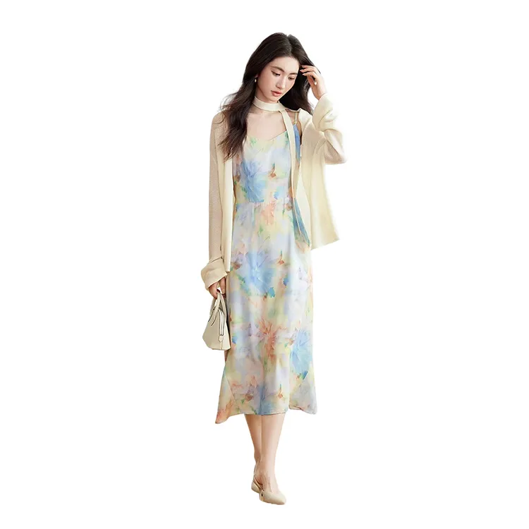 HDFULERN Skirt Set Women's Yellow Flower-4
