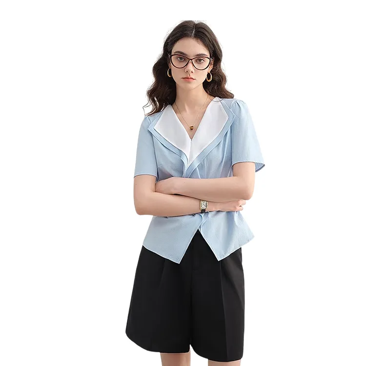 HDFULERN Shirts Women's Blue-5