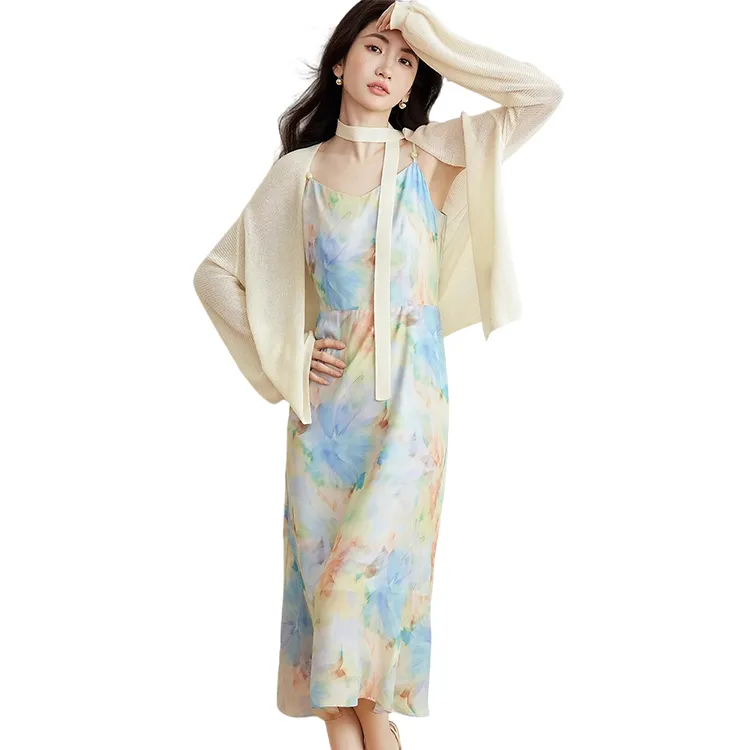HDFULERN Skirt Set Women's Yellow Flower-3
