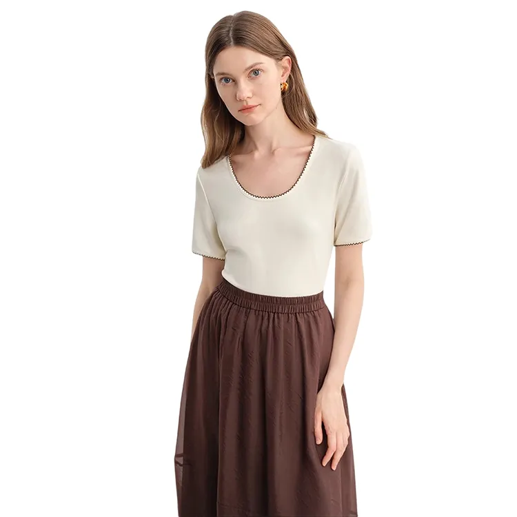 HDFULERN T Shirts Women's Beige-4