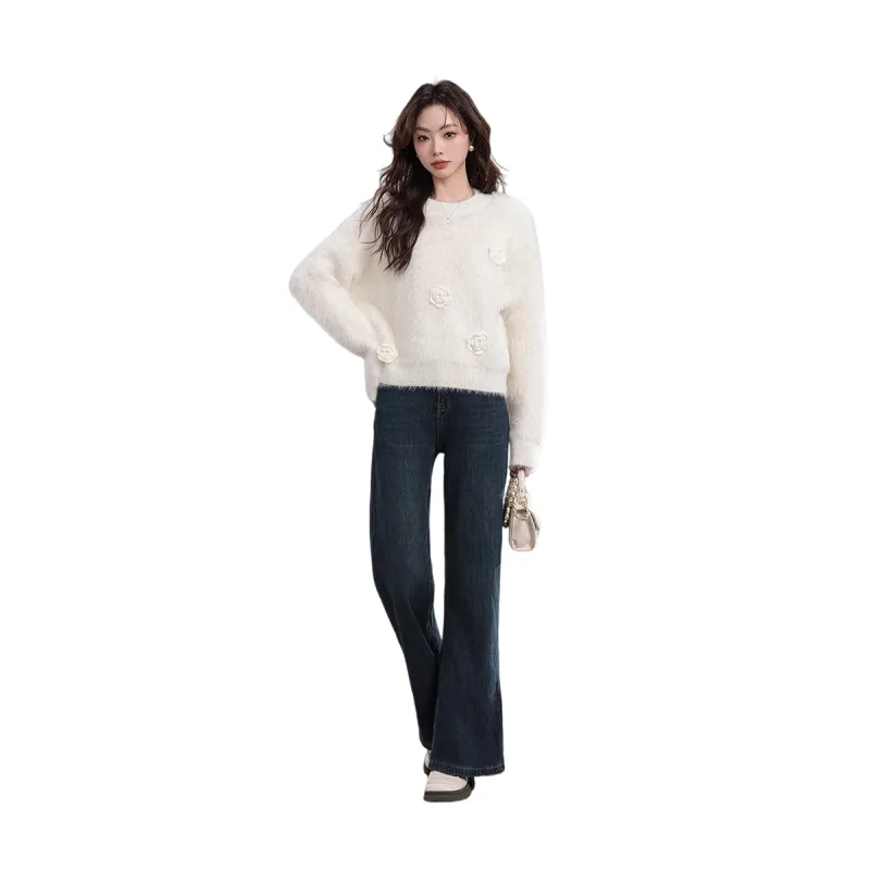 HDFULERN Jeans Women's Vintage Blue-3