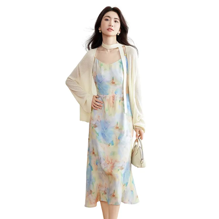 HDFULERN Skirt Set Women's Yellow Flower-2