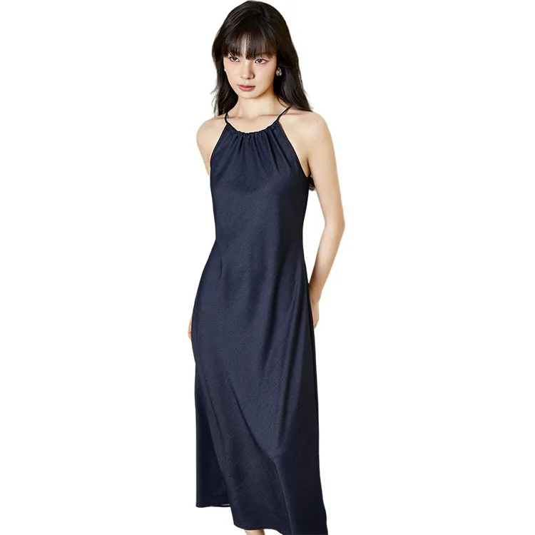 HDFULERN Slip Dresses Women's Blue-3