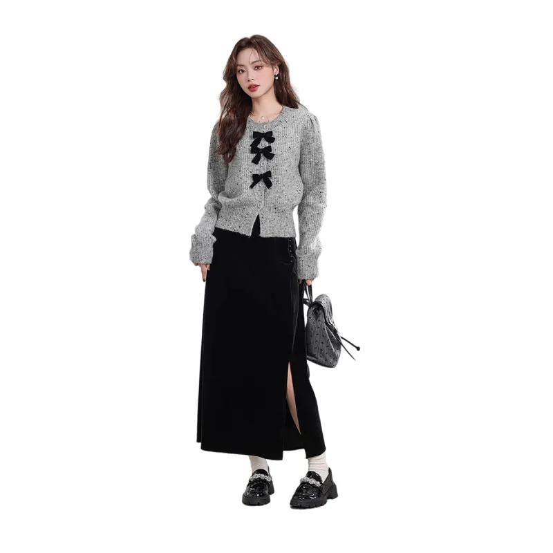 HDFULERN Casual Long Skirts Women's Black-4