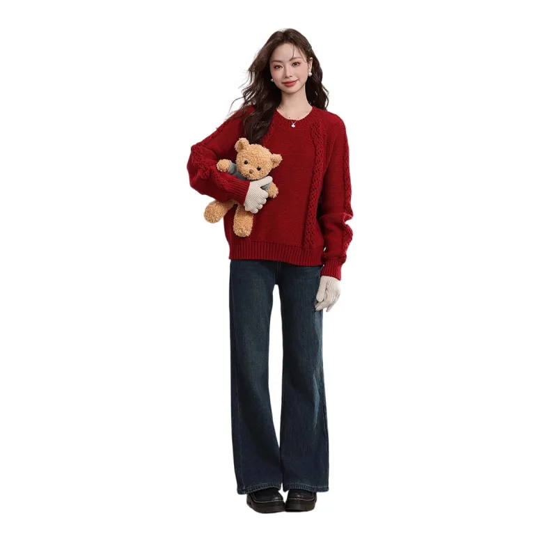 HDFULERN Jeans Women's Vintage Blue-5