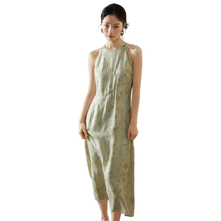 HDFULERN Slip Dresses Women's Green-2