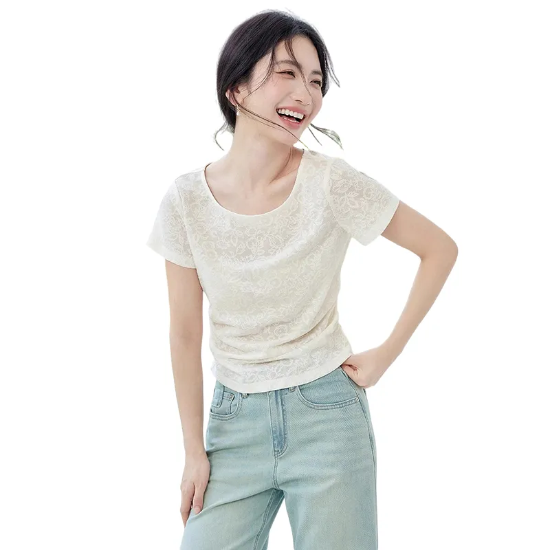HDFULERN T Shirts Women's Ecru-3