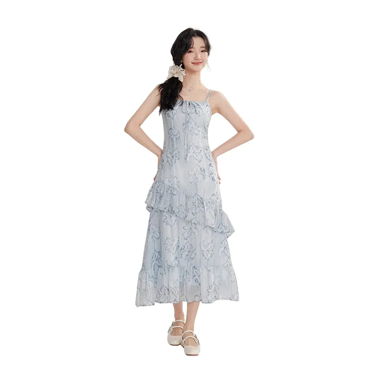 HDFULERN Slip Dresses Women's Ice Blue-4