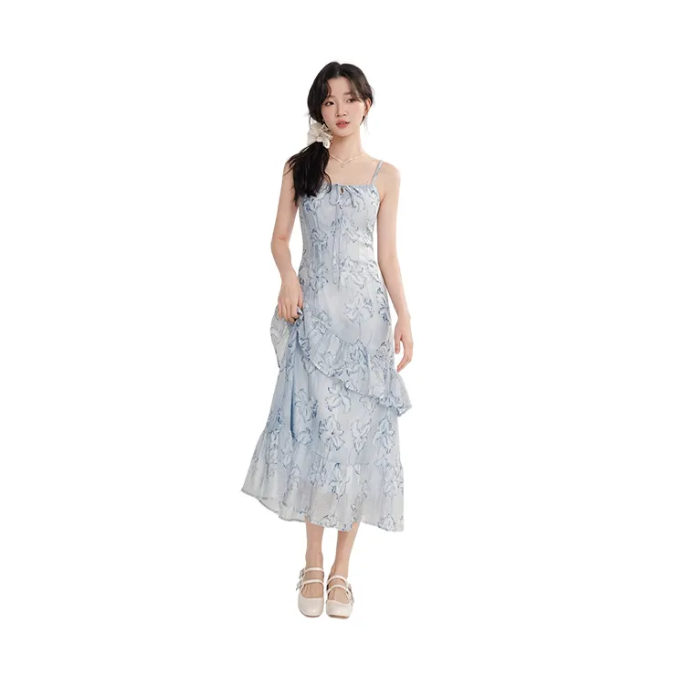 HDFULERN Slip Dresses Women's Ice Blue-2