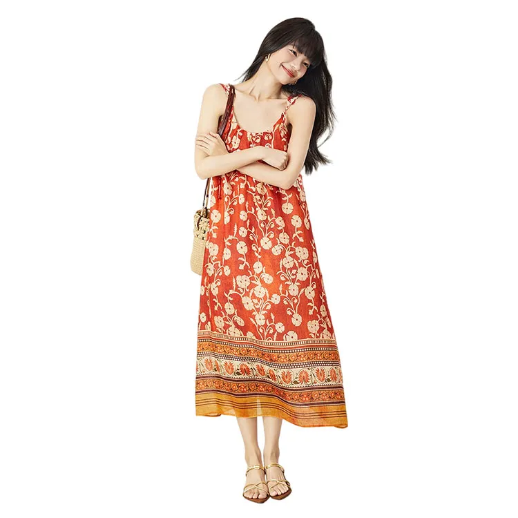 HDFULERN Slip Dresses Women's Red-3