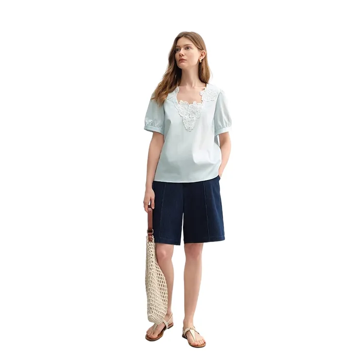 HDFULERN Shirts Women's Blue-3