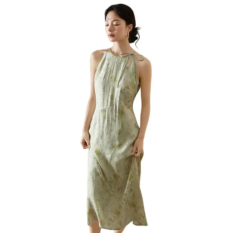 HDFULERN Slip Dresses Women's Green-3