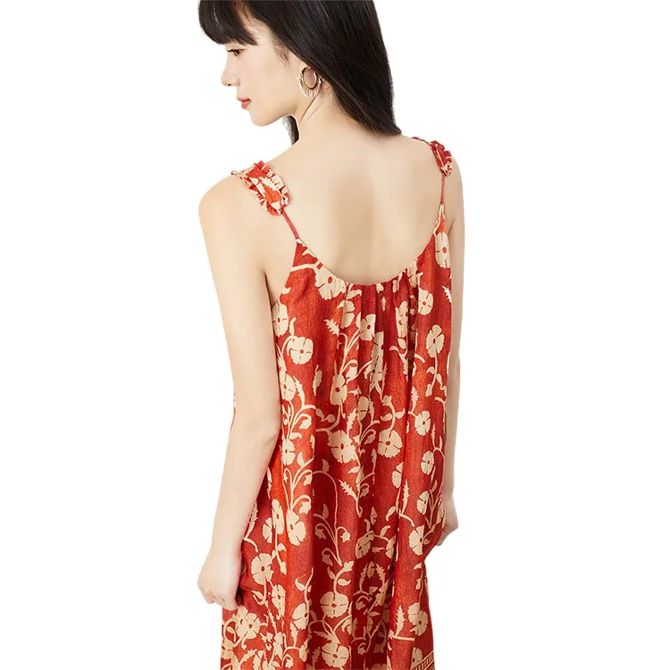 HDFULERN Slip Dresses Women's Red-5