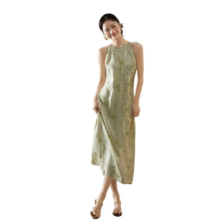 HDFULERN Slip Dresses Women's Green-5