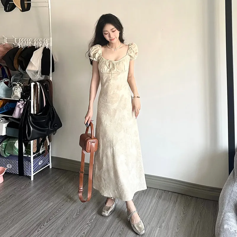 Qingli Wanton Short Sleeved Dresses Women's White-3