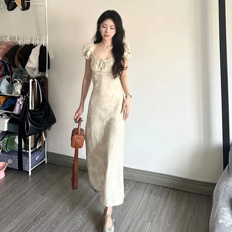 Qingli Wanton Short Sleeved Dresses Women's White-4