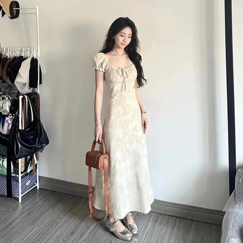 Qingli Wanton Short Sleeved Dresses Women's White-6
