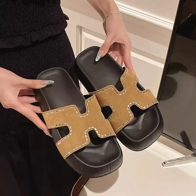 ALPLUME Slippers Black Khaki Ecru-8