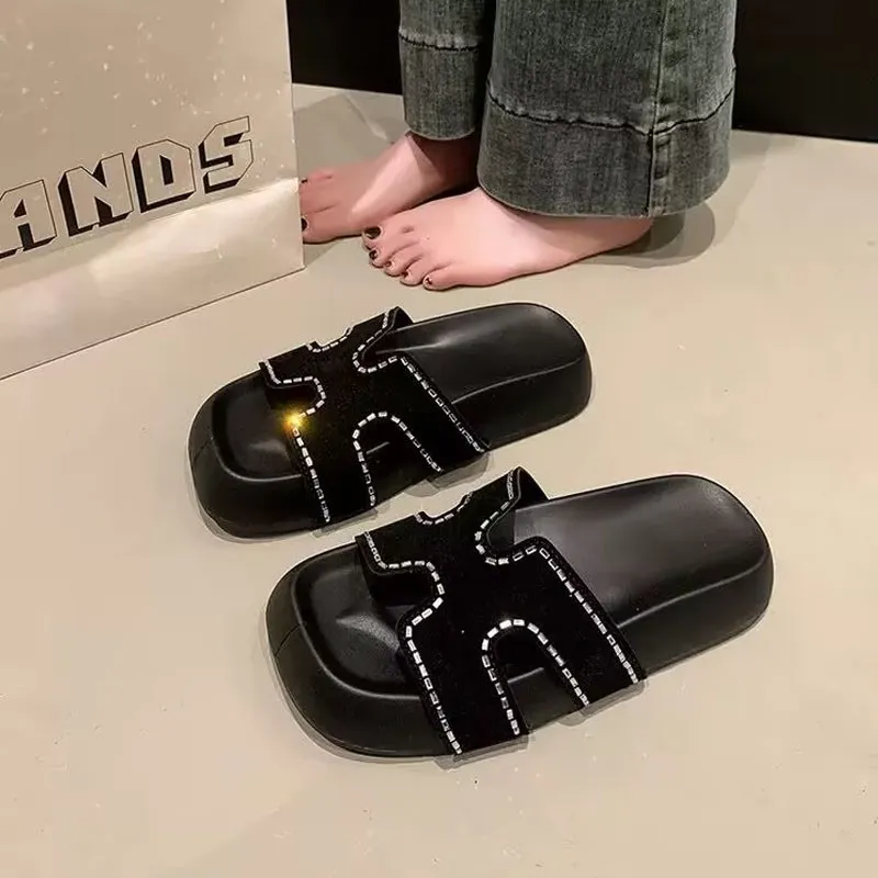 ALPLUME Slippers Black Khaki Ecru-1