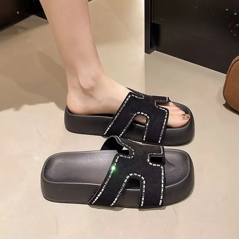 ALPLUME Slippers Black Khaki Ecru-4