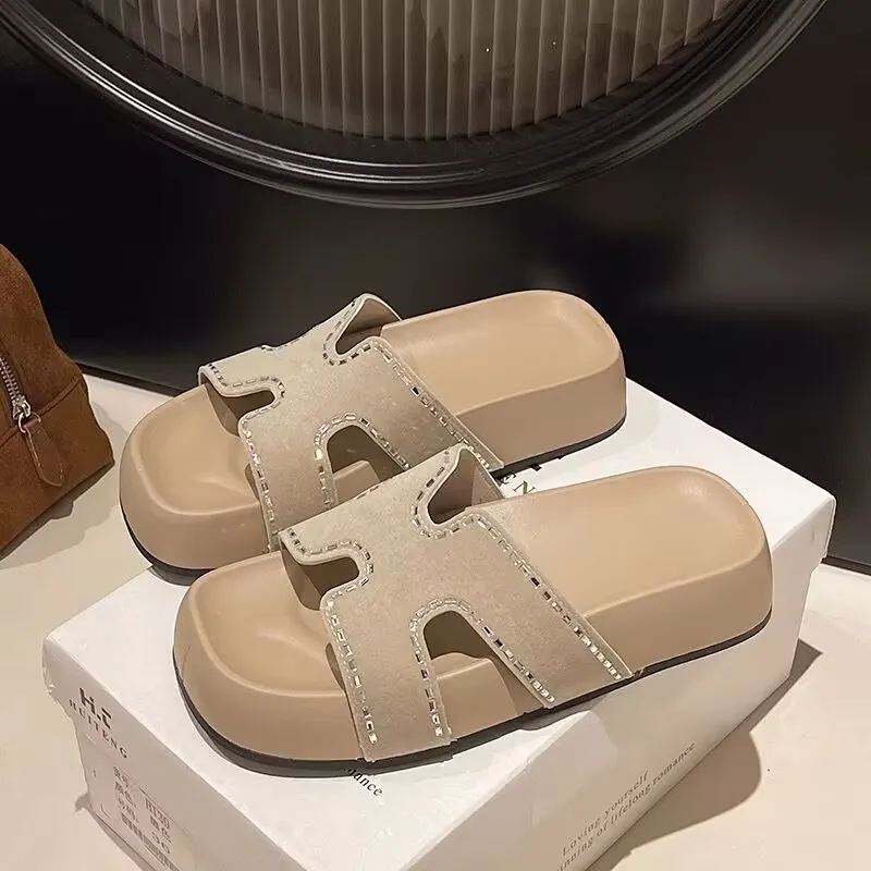 ALPLUME Slippers Black Khaki Ecru-13