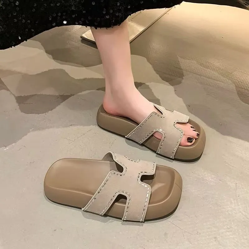 ALPLUME Slippers Black Khaki Ecru-11