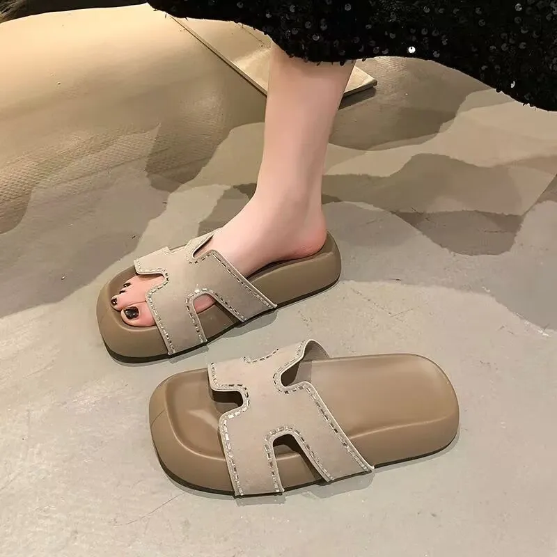 ALPLUME Slippers Black Khaki Ecru-14
