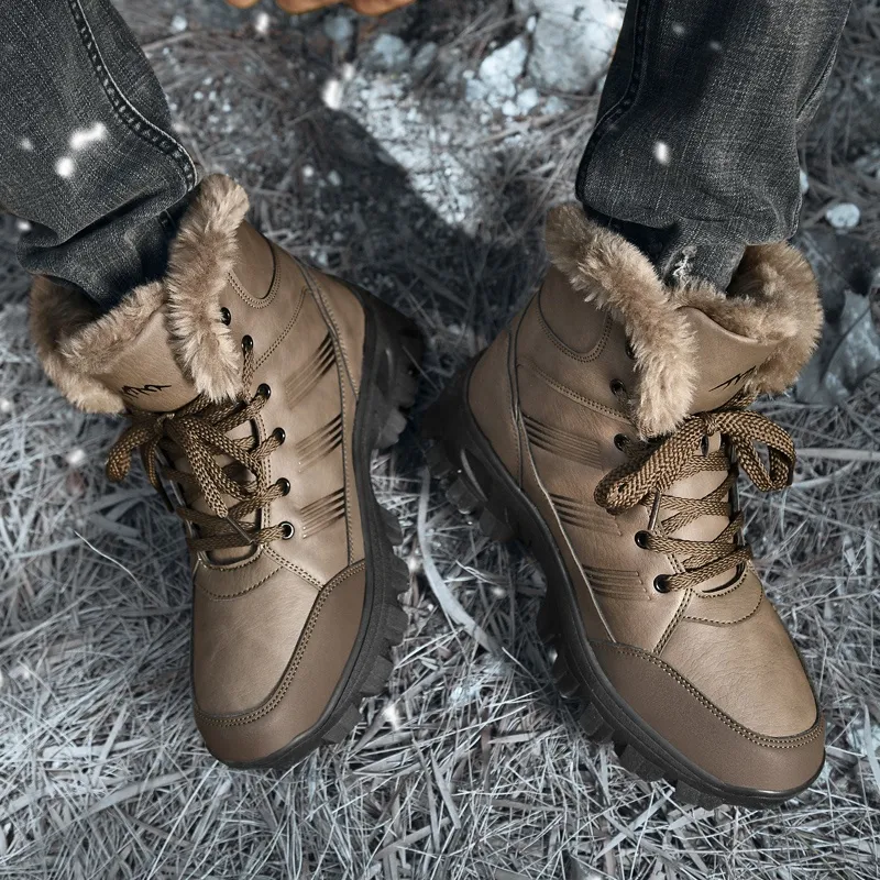 Kuding Warm Wear-Resistant Water-Resistant Slip-Resistant Short Snow Boots Men's-7