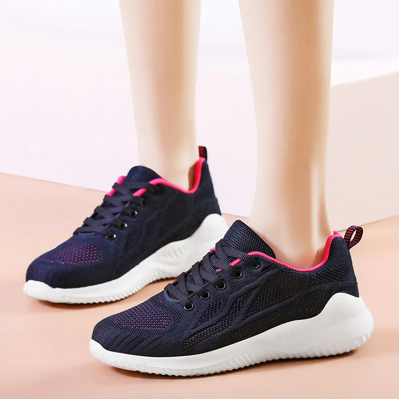 Kuding Running Shoes Women's Low Top Rose Red/Black/White-6