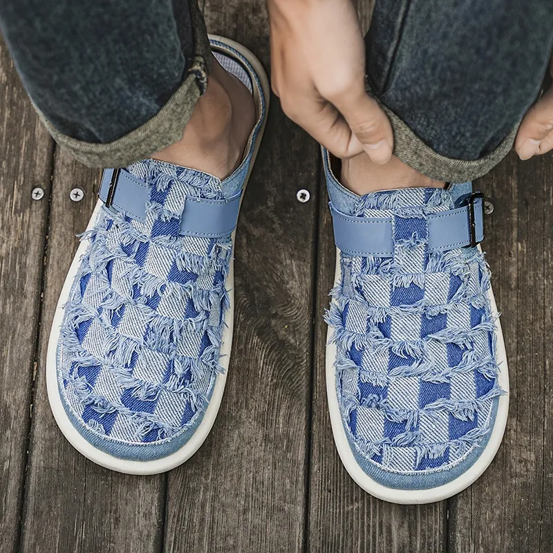 Kuding Casual Shoes Men Low Top Dark Blue/Light Blue/Black-3