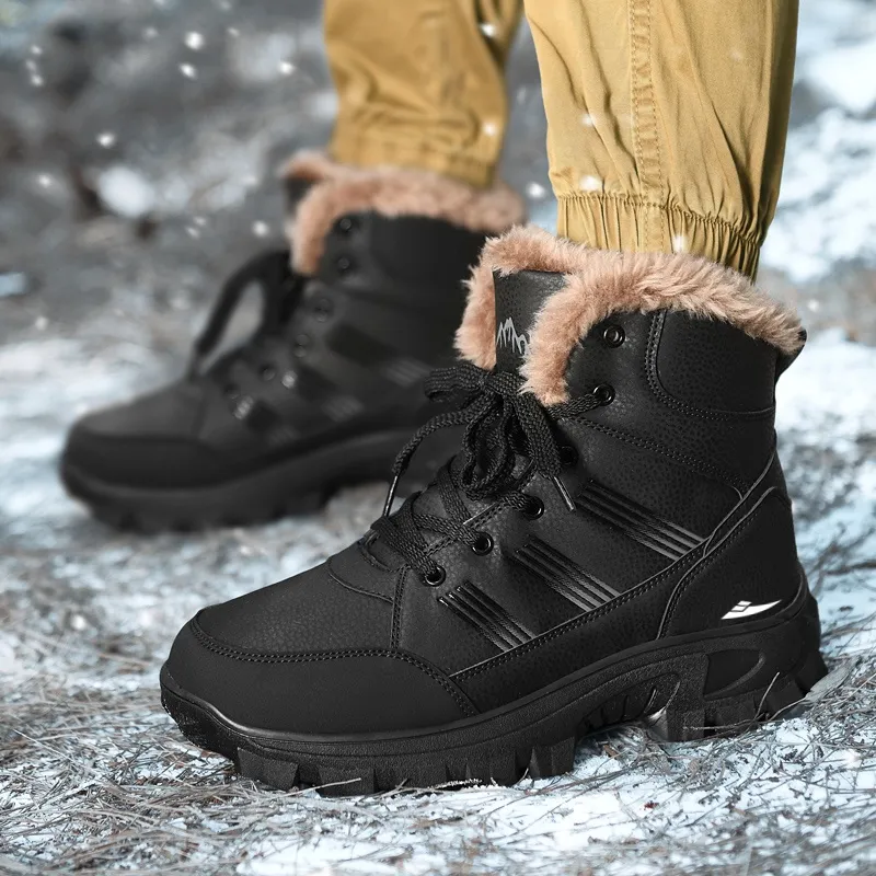 Kuding Warm Wear-Resistant Water-Resistant Slip-Resistant Short Snow Boots Men's-1