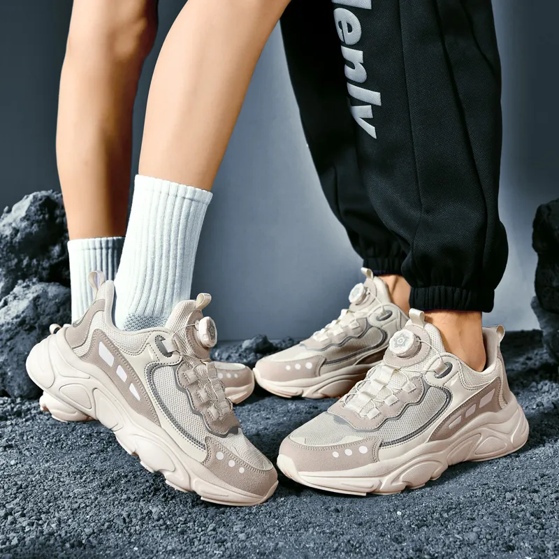 Kuding Cushioning, Slip Resistant, Abrasion Resistant, Moisture Wicking, Lightweight Low Top Chunky Sneakers Unisex-4