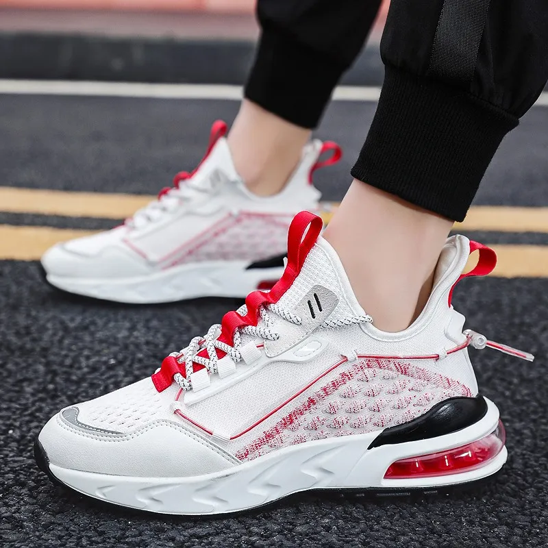 Kuding Running Shoes Men Low Top White Red/Black Yellow/Black Moon-3