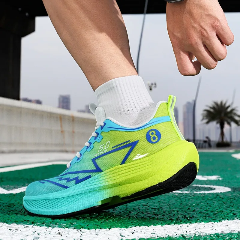 Kuding Running Shoes Unisex Low Top Electric Glow/Flint Stones/Black Blue/Spring Green-19