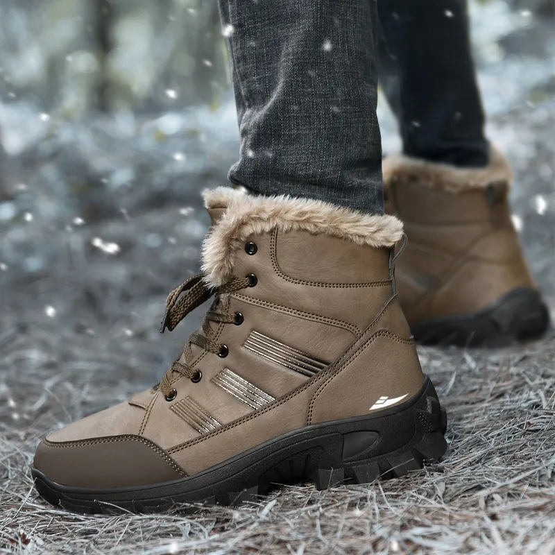 Kuding Warm Wear-Resistant Water-Resistant Slip-Resistant Short Snow Boots Men's-6