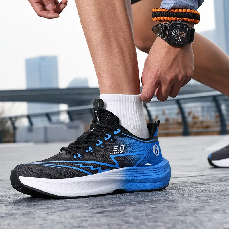 Kuding Running Shoes Unisex Low Top Electric Glow/Flint Stones/Black Blue/Spring Green-13