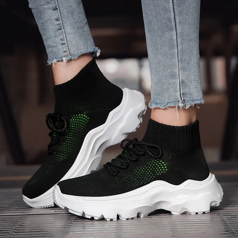 Kuding Casual Shoes Unisex Mid Top All Black/Black White/Khaki/Black Red/Black Green-8