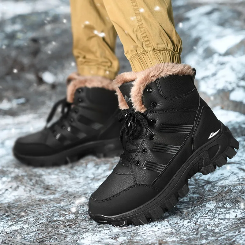 Kuding Warm Wear-Resistant Water-Resistant Slip-Resistant Short Snow Boots Men's-2