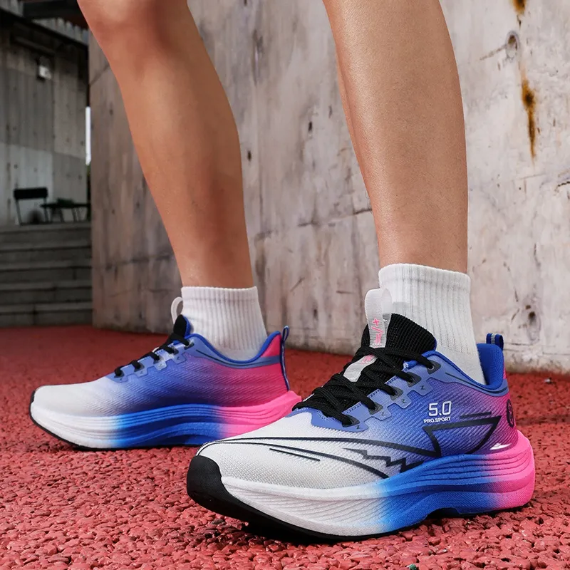 Kuding Running Shoes Unisex Low Top Electric Glow/Flint Stones/Black Blue/Spring Green-4