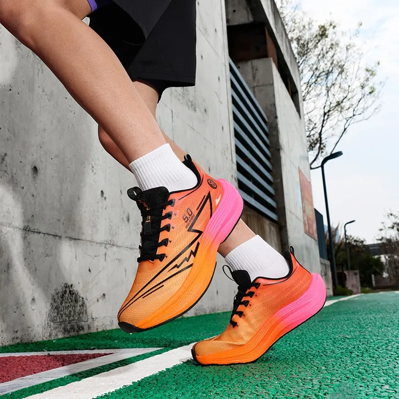 Kuding Running Shoes Unisex Low Top Electric Glow/Flint Stones/Black Blue/Spring Green-8