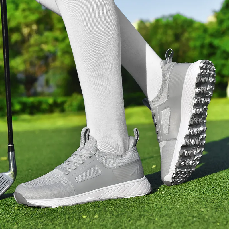 Kuding Golf Shoes Women's Low Top Pink/Black/Gray-10