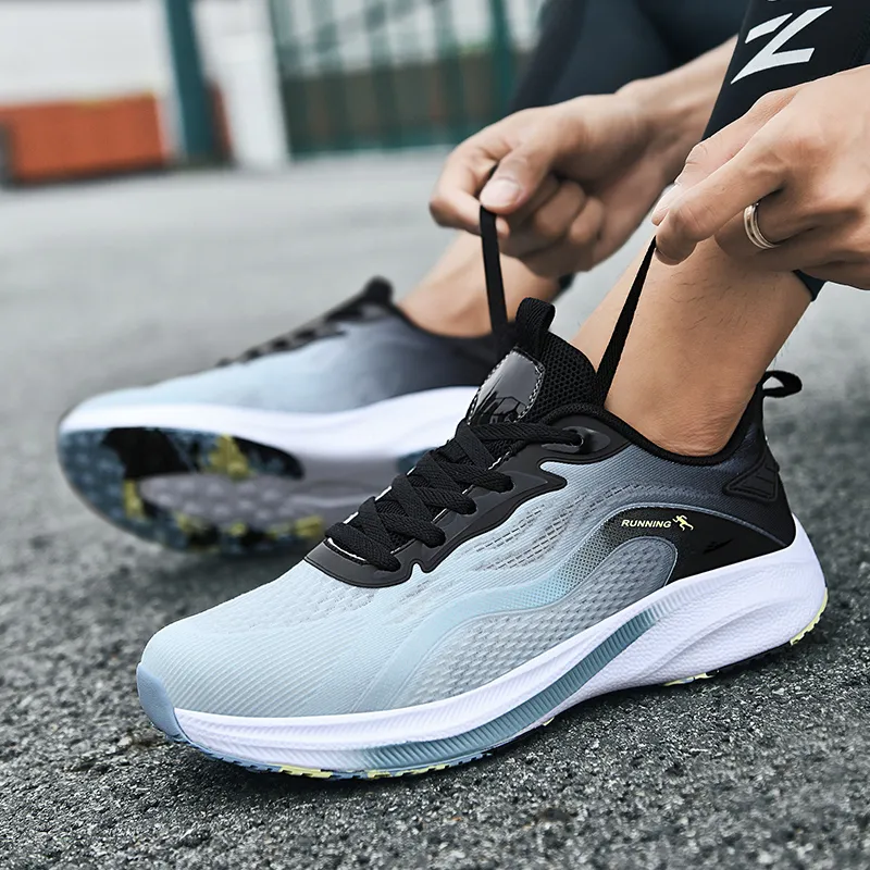 Kuding Running Shoes Men Low Top Green/Black Cyan-3